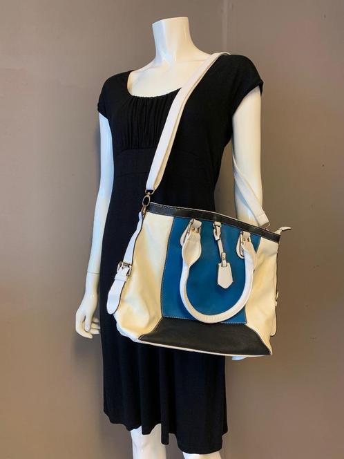 Gave retro vintage schouder tas, Sieraden, Tassen en Uiterlijk, Tassen | Damestassen, Gebruikt, Schoudertasje, Blauw, Ophalen of Verzenden