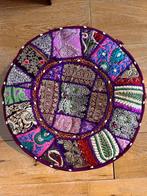 Oosterse Poef, Rond, Stof, Zo goed als nieuw, Bohemian, Oosters, Patchwork, Multicolour