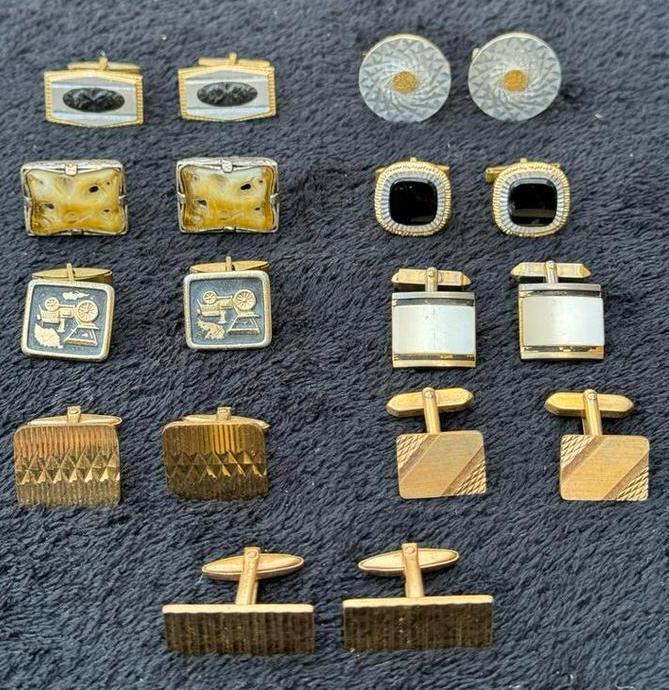 Vintage manchetknopen – jaren ’40 t/m ’70, Sieraden, Tassen en Uiterlijk, Bedels, Gebruikt, Overige merken, Overige materialen