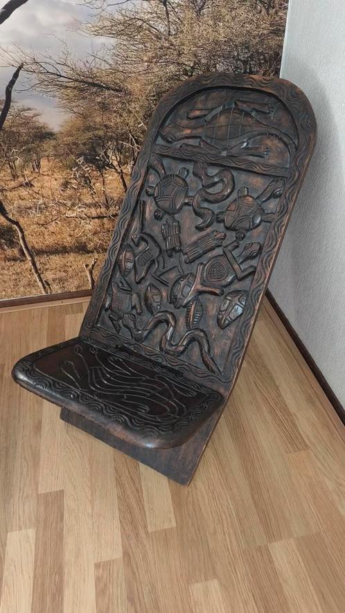 Afrikaanse Houten Stoel - Handgesneden Opvouwbaar, Antiek en Kunst, Antiek | Meubels | Stoelen en Banken, Ophalen