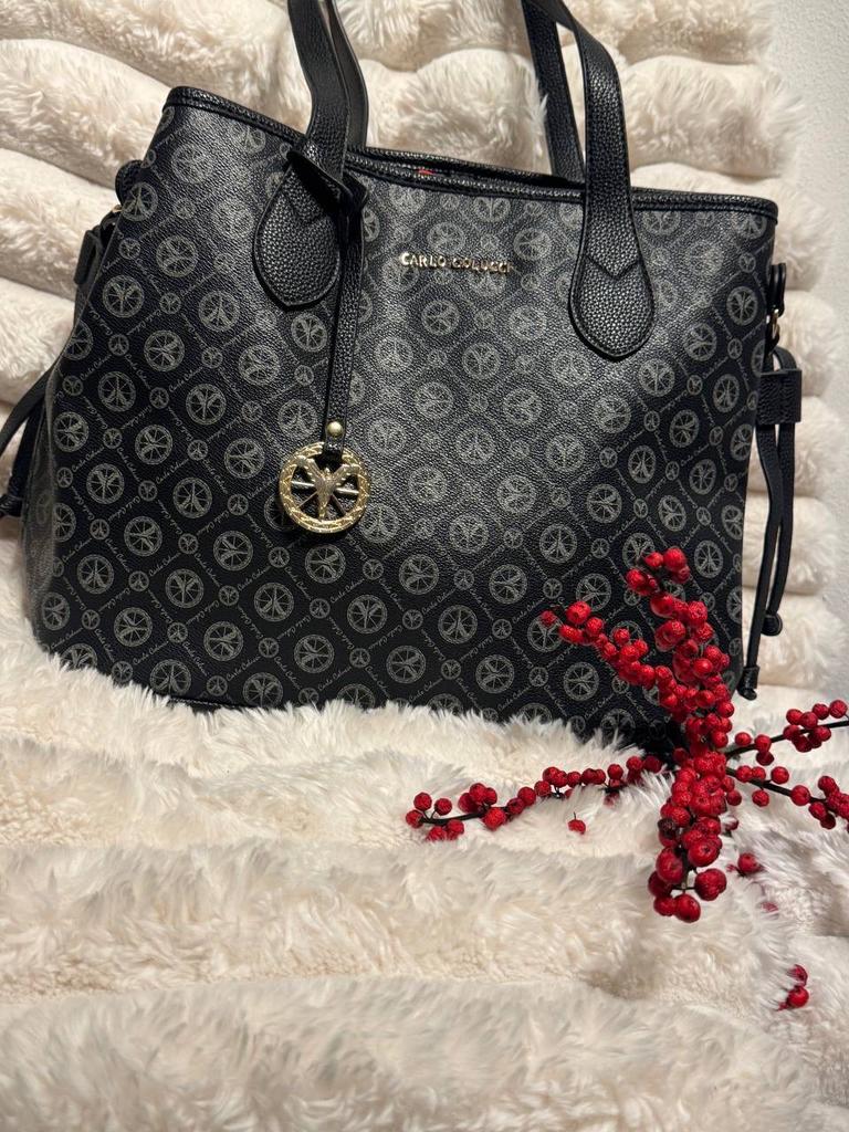 Carlo Colucci Shopper bag tas zwart logo, Ophalen of Verzenden, Zo goed als nieuw, Zwart, Shopper