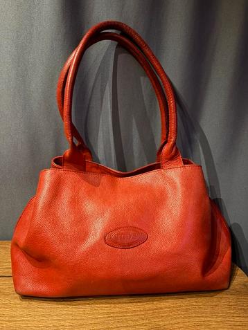 Tod’s Rode Engelse leren handtas met diverse vakken beschikbaar voor biedingen