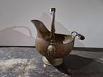 Antieke koperen kolenkit bloempot helmpot, Antiek en Kunst, Ophalen of Verzenden, Koper