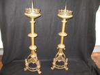 2 antieke grote altaar kerk kandelaars koper 75cm gotisch, Antiek en Kunst, Antiek | Kandelaars, Ophalen, Koper of Brons