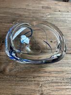 Murano Glas Asbak - Blauw Accent, Gebruikt, Schaal, Rond, Ophalen of Verzenden