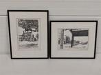 A6632 Etsen van P Hofman [twee stuks], Antiek en Kunst, Kunst | Etsen en Gravures, Ophalen of Verzenden