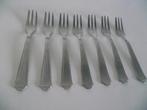 7 vintage taartvork Art deco 12 cm Elwezetta chroom 1950 p s, Antiek en Kunst, Antiek | Bestek, Ophalen of Verzenden
