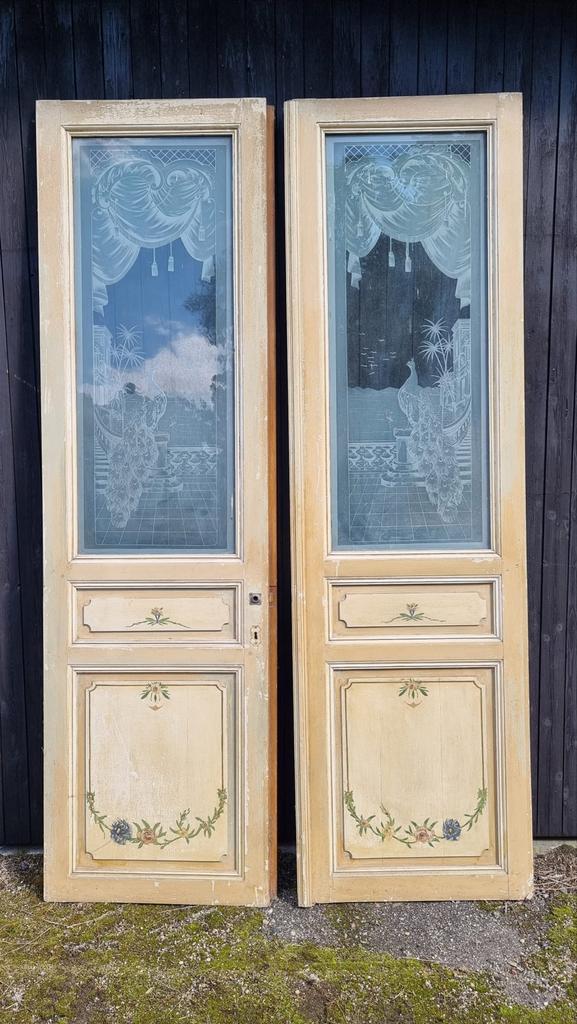 Antieke Franse Kasteeldeuren - Werkend Slot!, Doe-het-zelf en Verbouw, Deuren en Horren, Gebruikt, Buitendeur, 215 cm of meer