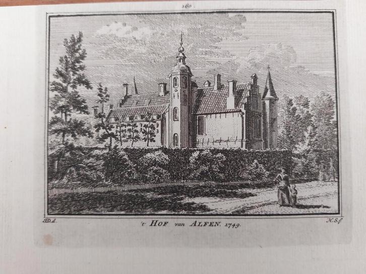 260 / Hof van Alfen Alphen Gravure H. Spilman uit 18 eeuw, Antiek en Kunst, Kunst | Etsen en Gravures, Ophalen of Verzenden