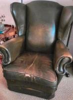 Donkergroene rundlederen Engelse wingchair oorstoel, Ophalen
