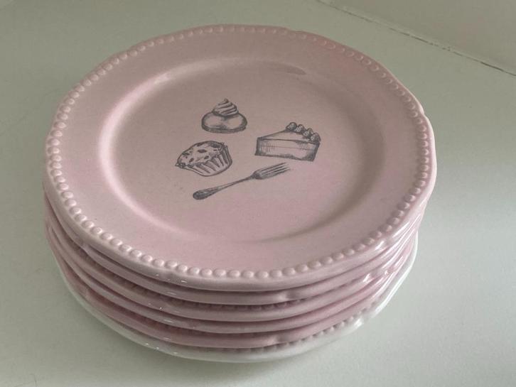 Gebaksbordjes -  Lyndsay's Dreams & Wishes, Huis en Inrichting, Keuken | Servies, Gebruikt, Bord(en), Overige stijlen, Aardewerk