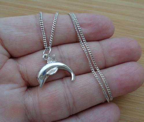 zilveren ketting met dolfijn hanger [052], Sieraden, Tassen en Uiterlijk, Kettingen, Zo goed als nieuw, Zilver, Zilver, Met hanger