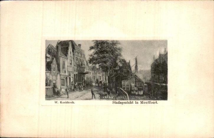 Stadsgezicht in Montfoort, Verzamelen, Ansichtkaarten | Nederland, Gelopen, Utrecht, Voor 1920, Ophalen of Verzenden