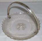 Antieke kristallen Biedermeier schaal met zilveren handvat, Antiek en Kunst, Ophalen of Verzenden