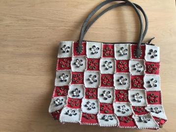 Tas leer Ibiza style rood crème handgemaakt nieuw apart beschikbaar voor biedingen