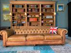 XL Chesterfield bank cognac vintage stijl GRATIS BEZORGD, Huis en Inrichting, Gebruikt, 125 cm of meer, Leer, Ophalen of Verzenden