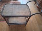 Rotan trolley, Huis en Inrichting, Tafels | Bijzettafels, Ophalen, Zo goed als nieuw, Rond, Minder dan 55 cm