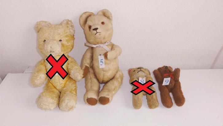 Beer antiek, 2 hele oude beertjes E, Verzamelen, Beren en Cherished Teddies, Zo goed als nieuw, Stoffen beer, Overige merken, Ophalen of Verzenden