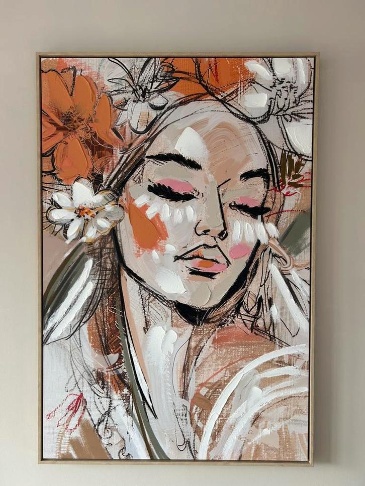 Schilderij bloemenmeisje, Antiek en Kunst, Kunst | Schilderijen | Klassiek, Ophalen of Verzenden