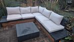 Loungeset Hoekbank Aluminium Teak zwart 5 personen, Tuin en Terras, Tuinsets en Loungesets, Ophalen, Gebruikt, Aluminium