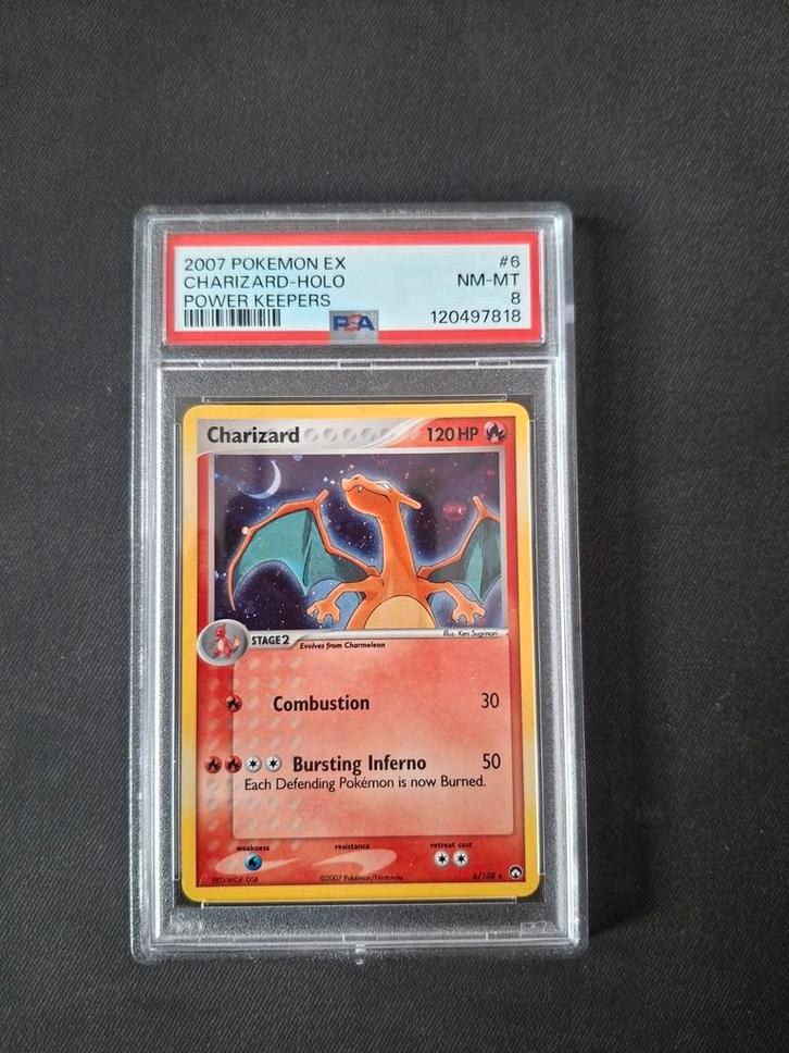 Charizard PSA 8 power keepers 6/108, Hobby en Vrije tijd, Verzamelkaartspellen | Pokémon, Zo goed als nieuw, Ophalen of Verzenden