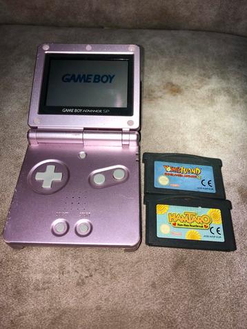 Roze Game Boy Advance SP met 2 games beschikbaar voor biedingen
