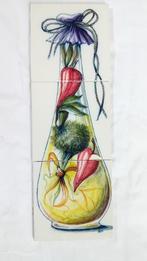 tegeltableau azijnfles met pepers, Ophalen of Verzenden, Gebruikt