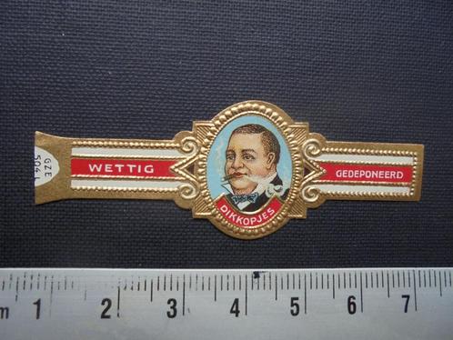 Oude sigarenband DIKKOPJES met portret en nr. GZE 504 L, Verzamelen, Rookartikelen, Aanstekers en Luciferdoosjes, Zo goed als nieuw