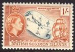 Solomon 1956, QEII - Landkaart - Schip, 1/-, pfrs/plaksp., Postzegels en Munten, Postzegels | Thematische zegels, Overige thema's
