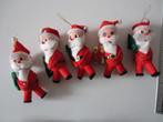 5 vintage kersthangers kerstmannetjes van vilt en wattenbol, Ophalen of Verzenden, Gebruikt