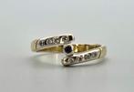 Vintage gouden bi-color ring Saffier en Diamant. 2025/595., Blauw, ., Ophalen of Verzenden, .