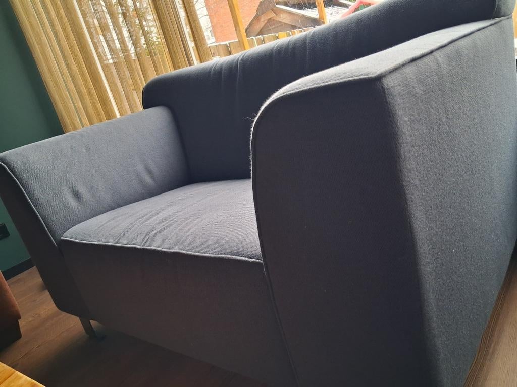 Blauw/grijze loveseat GRATIS, Ophalen, Gebruikt, Tweepersoons, 75 tot 100 cm