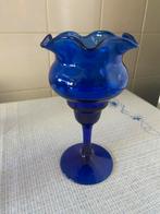 Vintage Kobalt Blauw Vaas Schaal op voet - Retro glas, Antiek en Kunst, Antiek | Glas en Kristal, Ophalen