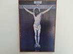antiek schilderij /prent zeer oud christus aan het kruis, Antiek en Kunst, Antiek | Religie, Ophalen of Verzenden
