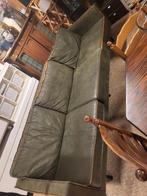 Vintage Leren Bank - Groen 3-zits, Ophalen, 250 tot 300 cm, Gebruikt, Rechte bank