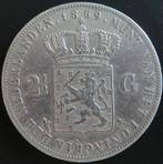 2,5 Gulden 1869, Koning Willem III, Verzenden, Zilver, Losse munt
