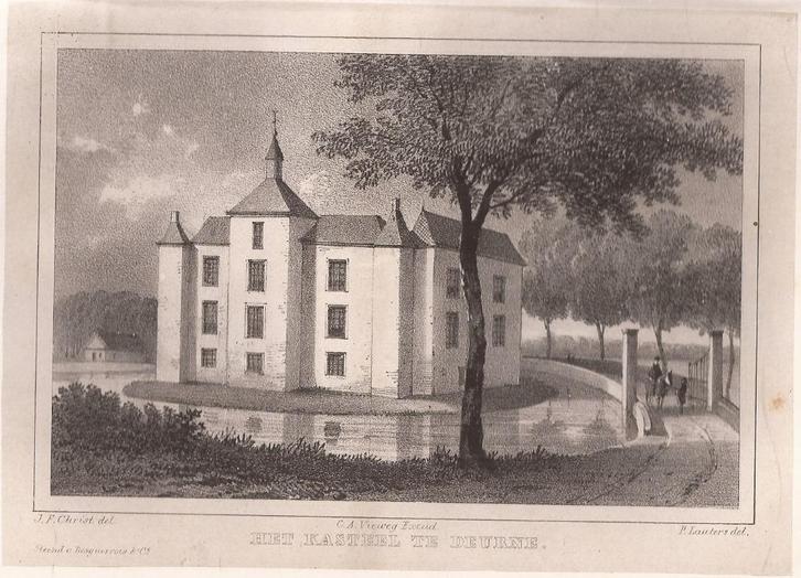 Het kasteel van Deurne in Noord-Braband litho 1846, Antiek en Kunst, Kunst | Etsen en Gravures, Ophalen of Verzenden