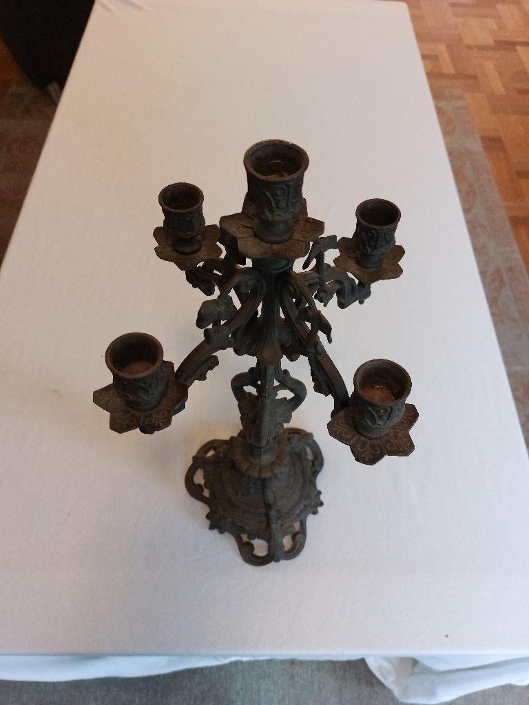 Bronzen, 5 armige kandelaar, Antiek en Kunst, Ophalen, Brons