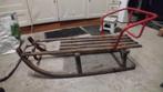 Houten slee met rode rugleuning, Kinderen en Baby's, Ophalen, Rugleuning, Gebruikt, Hout