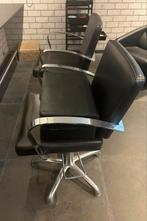 Kappersstoelen Zwart Leer Metaal, Huis en Inrichting, Stoelen, Ophalen, Gebruikt, Twee, Zwart