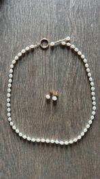 Parelketting met oorbellen zoetwaterparel en 14k goud, Ophalen of Verzenden, Zo goed als nieuw, Goud