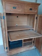 Teakhouten Computer/Media Kast met Uitschuifbaar Plateau, Ophalen