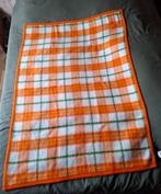 Vintage wollen AaBe deken. 148x104 cm. Geblokt. Oranje., Ophalen of Verzenden, Zo goed als nieuw