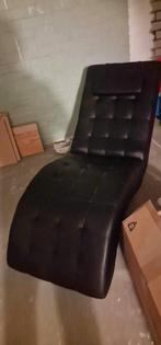 Mooie zwarte lounge stoel, Huis en Inrichting, Stoelen, Leer, Zo goed als nieuw, Eén, Zwart
