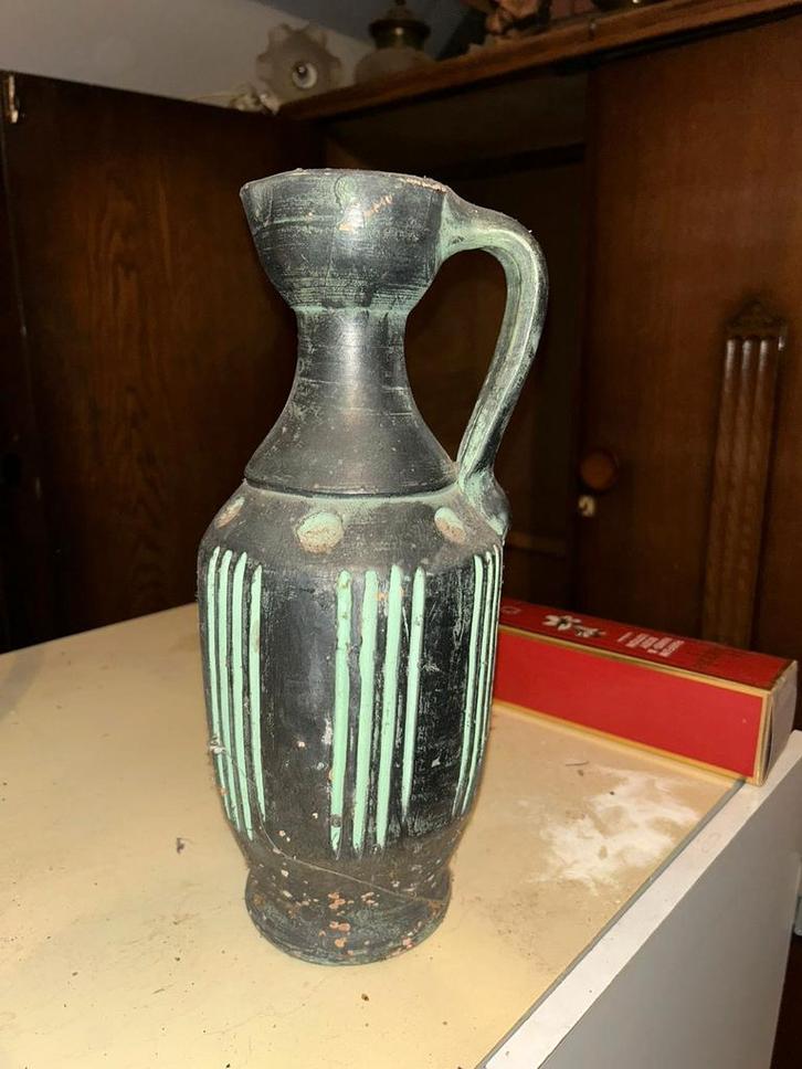 Vintage Waterkan met Groene Accenten, Antiek en Kunst, Antiek | Vazen, Ophalen of Verzenden