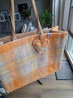 Vintage Wollen Dekentas - Oranje Geruit, Sieraden, Tassen en Uiterlijk, Tassen | Damestassen, Ophalen of Verzenden, Oranje