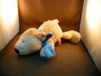 nici ijsbeer  wit met blauwe sjaal velours 35 cm zwarte neus, Ophalen of Verzenden, Nieuw, Beer
