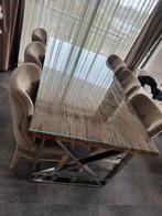 richmond eettafel kensington incl. glasplaat en eetstoelen, Huis en Inrichting, Tafels | Eettafels, Zo goed als nieuw, Vijf personen of meer