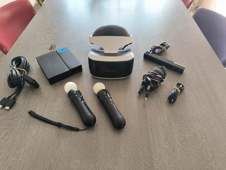 PlayStation VR set met Move controllers, Spelcomputers en Games, Virtual Reality, Zo goed als nieuw, Sony PlayStation, VR-bril