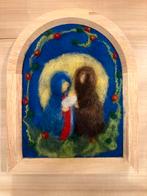 Antroposofisch wolschilderijtje ‘Maria en Jozef’, Hobby en Vrije tijd, Vilt, Ophalen of Verzenden, Nieuw, Figuurtje(s), Wolvilt